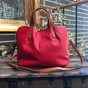 Red Leather Convertible Bag